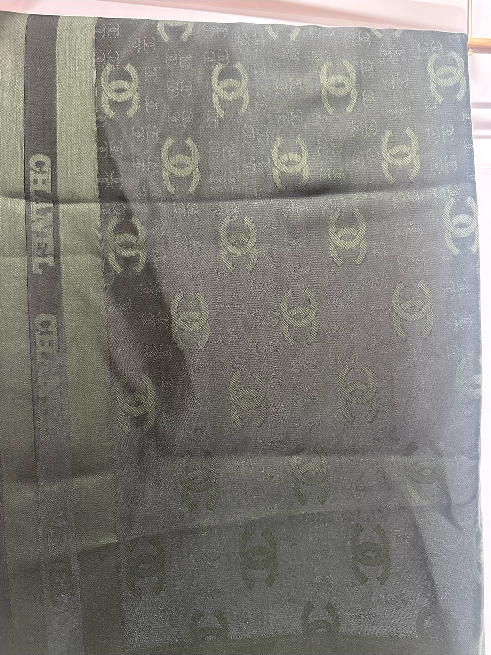 CC logo green scarf shawl wrap 55” x 55”